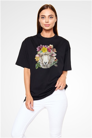 Kurban Bayramı Baskılı Unisex Siyah Oversize Tişört - Tshirt