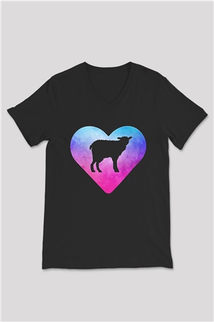 Kurban Bayramı Baskılı Unisex Siyah V Yaka Tişört - Tshirt