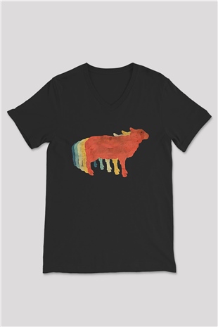 Kurban Bayramı Baskılı Unisex Siyah V Yaka Tişört - Tshirt