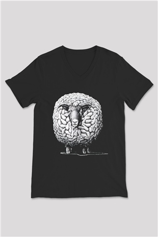 Kurban Bayramı Baskılı Unisex Siyah V Yaka Tişört - Tshirt