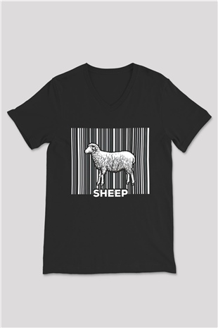 Kurban Bayramı Baskılı Unisex Siyah V Yaka Tişört - Tshirt