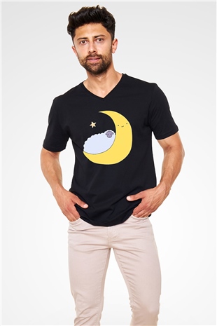 Kurban Bayramı Baskılı Unisex Siyah V Yaka Tişört - Tshirt