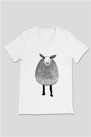Kurban Bayramı Baskılı Unisex Siyah V Yaka Tişört - Tshirt