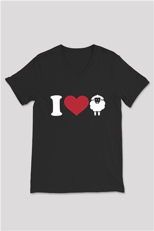Kurban Bayramı Baskılı Unisex Siyah V Yaka Tişört - Tshirt