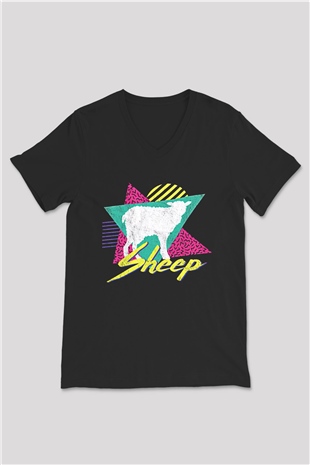 Kurban Bayramı Baskılı Unisex Siyah V Yaka Tişört - Tshirt