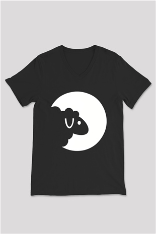 Kurban Bayramı Baskılı Unisex Siyah V Yaka Tişört - Tshirt