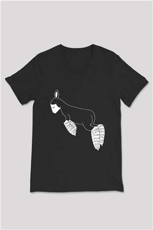 Kurban Bayramı Baskılı Unisex Siyah V Yaka Tişört - Tshirt