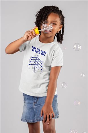 Kürek Baskılı Unisex Beyaz Çocuk Tişört - Tshirt