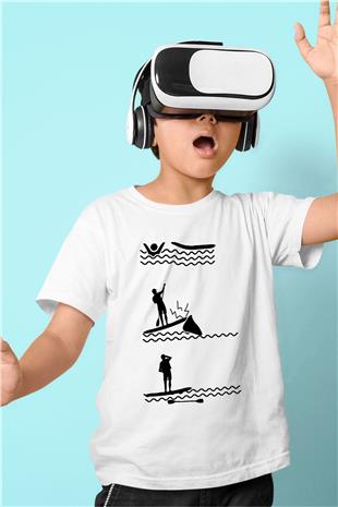 Kürek Baskılı Unisex Beyaz Çocuk Tişört - Tshirt