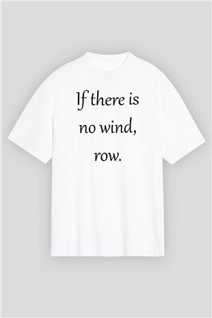Kürek Baskılı Unisex Beyaz Oversize Tişört - Tshirt