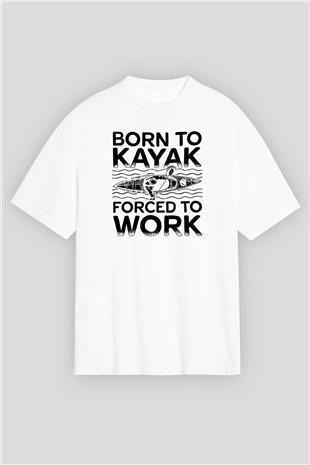 Kürek Baskılı Unisex Beyaz Oversize Tişört - Tshirt