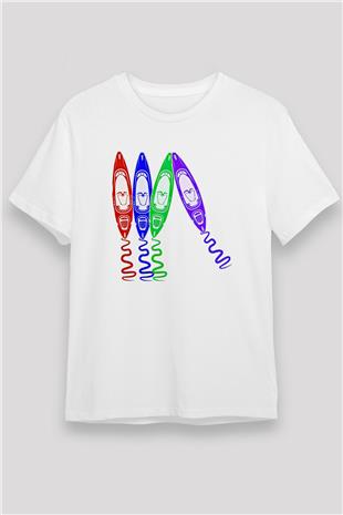 Kürek Baskılı Unisex Beyaz Tişört - Tshirt