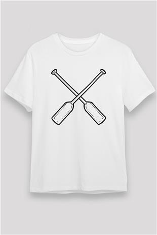 Kürek Baskılı Unisex Beyaz Tişört - Tshirt