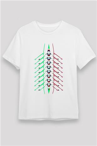 Kürek Baskılı Unisex Beyaz Tişört - Tshirt