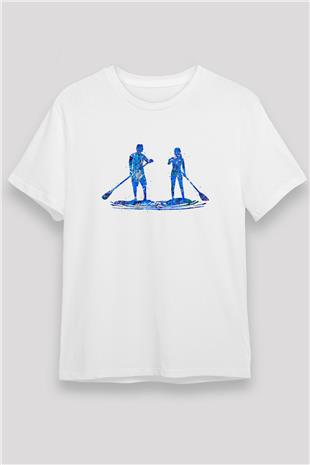 Kürek Baskılı Unisex Beyaz Tişört - Tshirt