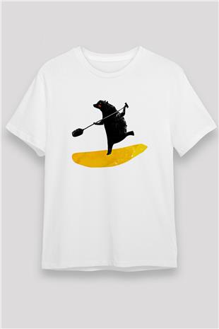 Kürek Baskılı Unisex Beyaz Tişört - Tshirt