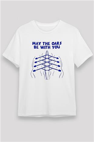 Kürek Baskılı Unisex Beyaz Tişört - Tshirt