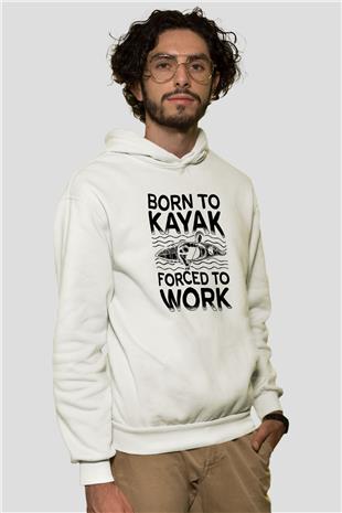 Kürek Baskılı Unisex Ekru Hoodie