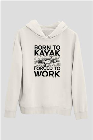 Kürek Baskılı Unisex Ekru Hoodie