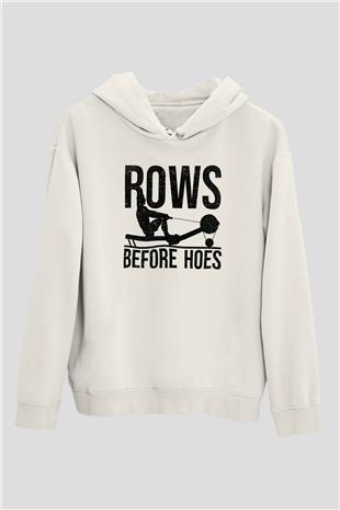 Kürek Baskılı Unisex Ekru Hoodie
