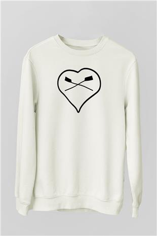 Kürek Baskılı Unisex Ekru Sweatshirt