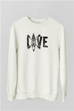 Kürek Baskılı Unisex Ekru Sweatshirt