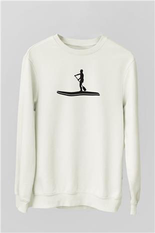 Kürek Baskılı Unisex Ekru Sweatshirt