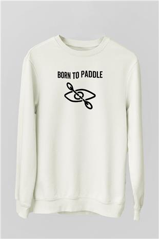 Kürek Baskılı Unisex Ekru Sweatshirt