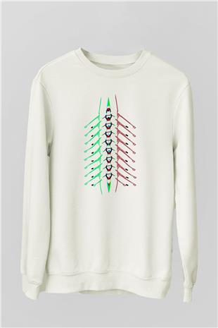 Kürek Baskılı Unisex Ekru Sweatshirt