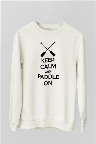 Kürek Baskılı Unisex Ekru Sweatshirt