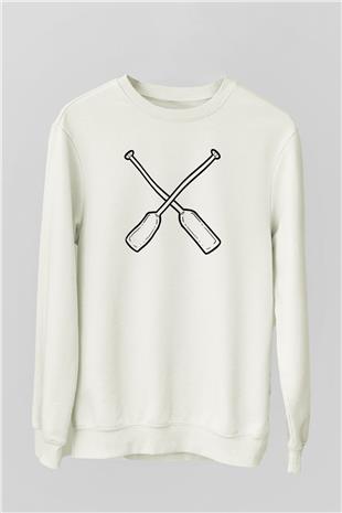 Kürek Baskılı Unisex Ekru Sweatshirt