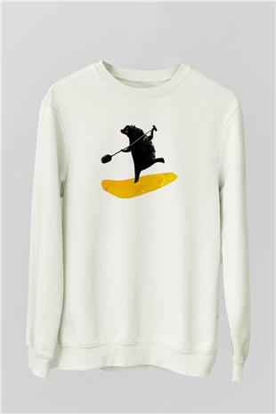 Kürek Baskılı Unisex Ekru Sweatshirt