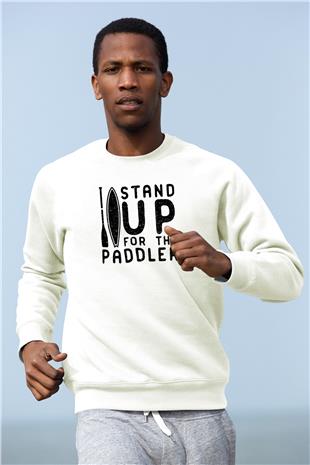 Kürek Baskılı Unisex Ekru Sweatshirt