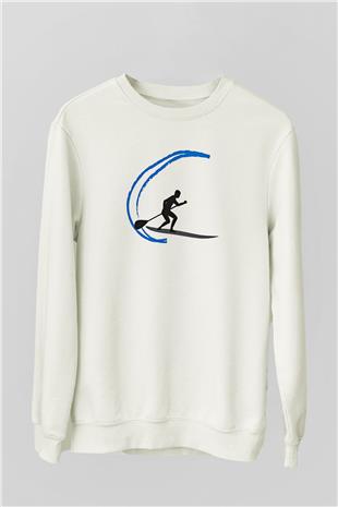 Kürek Baskılı Unisex Ekru Sweatshirt