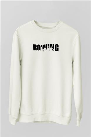 Kürek Baskılı Unisex Ekru Sweatshirt