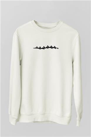 Kürek Baskılı Unisex Ekru Sweatshirt
