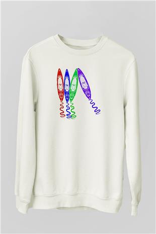 Kürek Baskılı Unisex Ekru Sweatshirt