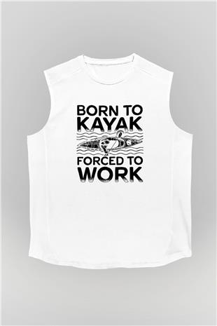 Kürek Baskılı Unisex Kolsuz Beyaz Tişört