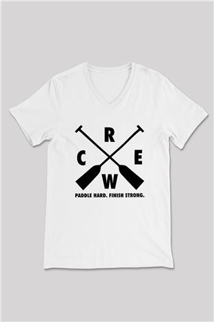 Kürek Baskılı Unisex V Yaka Tişört - Tshirt