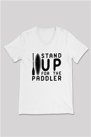 Kürek Baskılı Unisex V Yaka Tişört - Tshirt