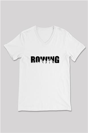Kürek Baskılı Unisex V Yaka Tişört - Tshirt