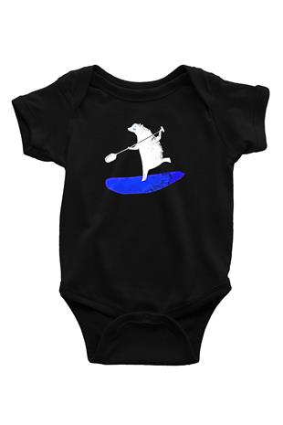 Kürek - Paddle Boarding Baskılı Unisex Siyah Bebek Body - Zıbın