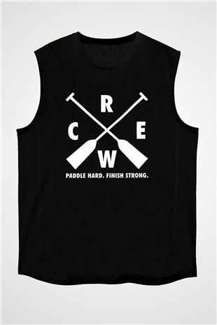 Kürek - Rowing Sport Baskılı Unisex Siyah Kolsuz Tişört