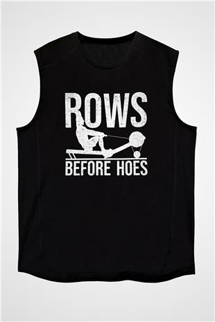 Kürek - Rowing Sport Baskılı Unisex Siyah Kolsuz Tişört