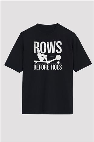 Kürek - Rowing Sport Baskılı Unisex Siyah Oversize Tişört