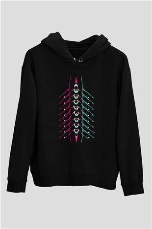 Kürek - Rowing Sport Baskılı Unisex Siyah Hoodie