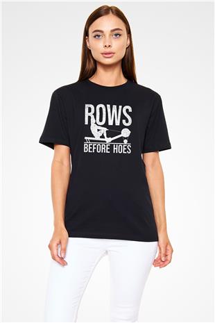 Kürek - Rowing Sport Baskılı Unisex Siyah Tişört - Tshirt