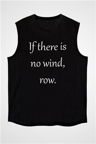 Kürek - Rowing Sport Baskılı Unisex Siyah Kolsuz Tişört