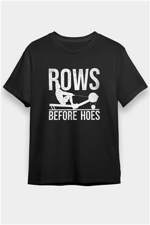 Kürek - Rowing Sport Baskılı Unisex Siyah Tişört - Tshirt