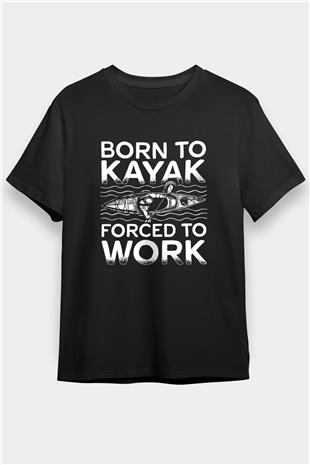 Kürek - Rowing Sport Baskılı Unisex Siyah Tişört - Tshirt